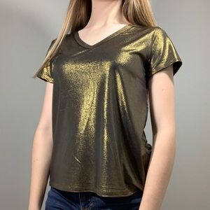 Gold reflective short sleeve top